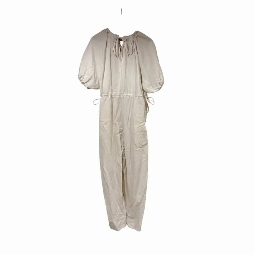 COS Puff-Sleeve Linen Blend Oversized Wide Leg Jumpsuit Large NWT